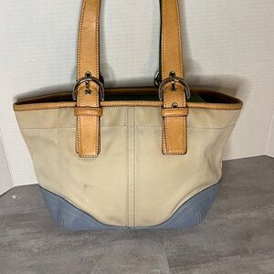 Coach Hampton Tote Canvas w/ Multicolored Leather Trim